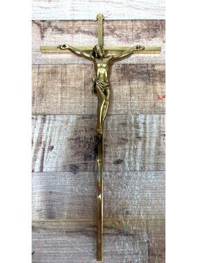 Gold-Tone Wall Crucifix With Jesus Christ Figurine & INRI Inscription - 10"